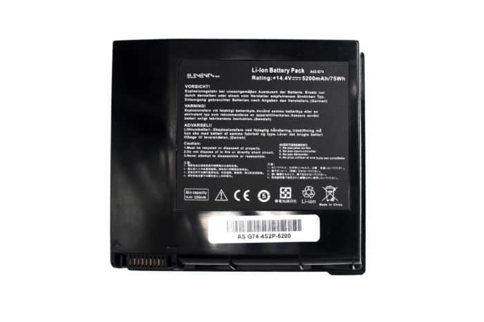 Батарея Elements MAX для Asus G74J G74JH G74S G74SX G74SW 14.4V 5200mAh 75Wh (G74-4S2P-5200)