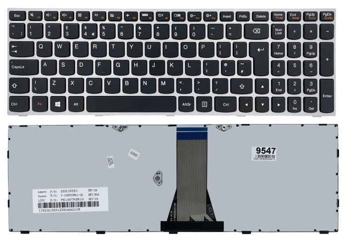 Клавіатура Lenovo IdeaPad G50-30 G50-45 G50-70 Z50-70 B50-30 B50-45 E51-80 Z51-70 G70-80 Z70-70 500-15ACZ 500-15ISK чорна/серебро ENG Original PRC