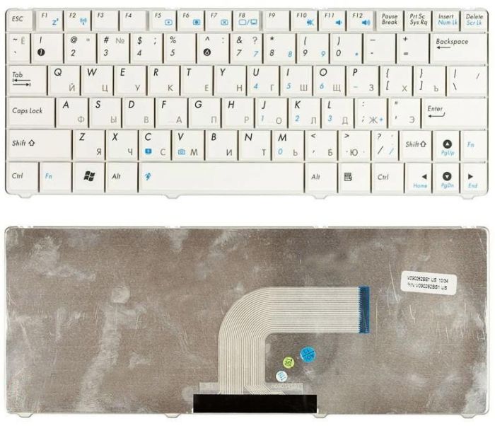 Клавіатура для ноутбука Asus N10, N10A, N10C, N10E, N10J, N10JC Біла, RU
