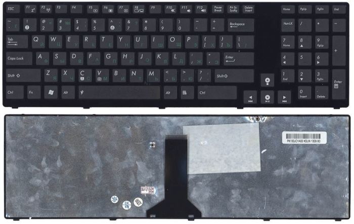 Клавіатура для ноутбука Asus (K93) Чорна, (Чорна рамка) UA