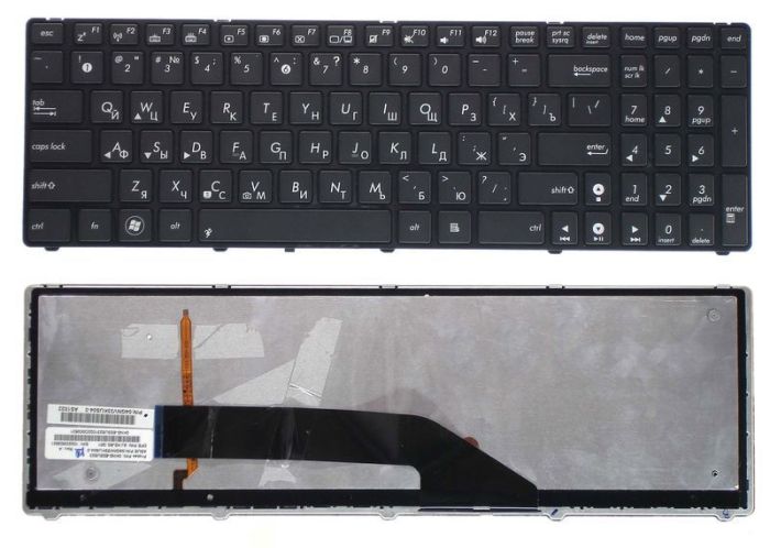 Клавіатура для ноутбука Asus (K50, K60, K70) с подсветкой (Light), Black, (Black Frame) UA