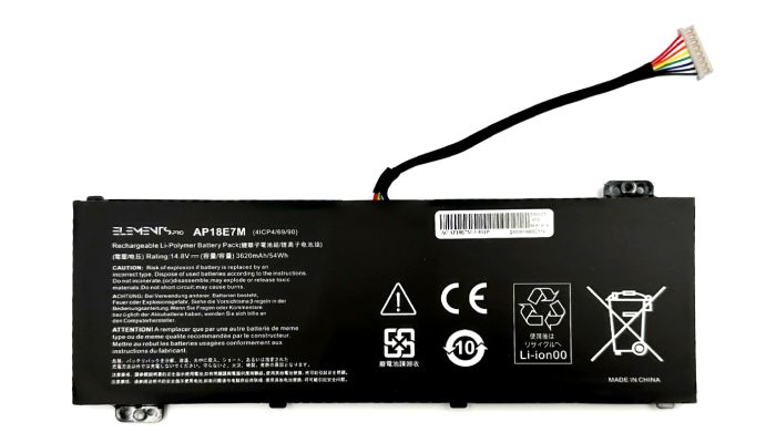 Батарея Elements PRO для Acer Aspire 7 A715-74 Nitro 5 AN515-43 AN517-52 7 AN715-51 Predator Helios 300 PH315-52 Triton 300 PT315-51 14.8V 3620mAh (AP18E7M-4S1P-3600)