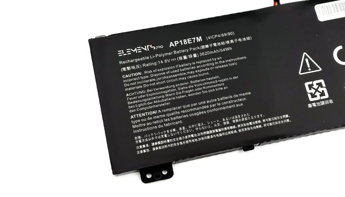 Батарея Elements PRO для Acer Aspire 7 A715-74 Nitro 5 AN515-43 AN517-52 7 AN715-51 Predator Helios 300 PH315-52 Triton 300 PT315-51 14.8V 3620mAh (AP18E7M-4S1P-3600)