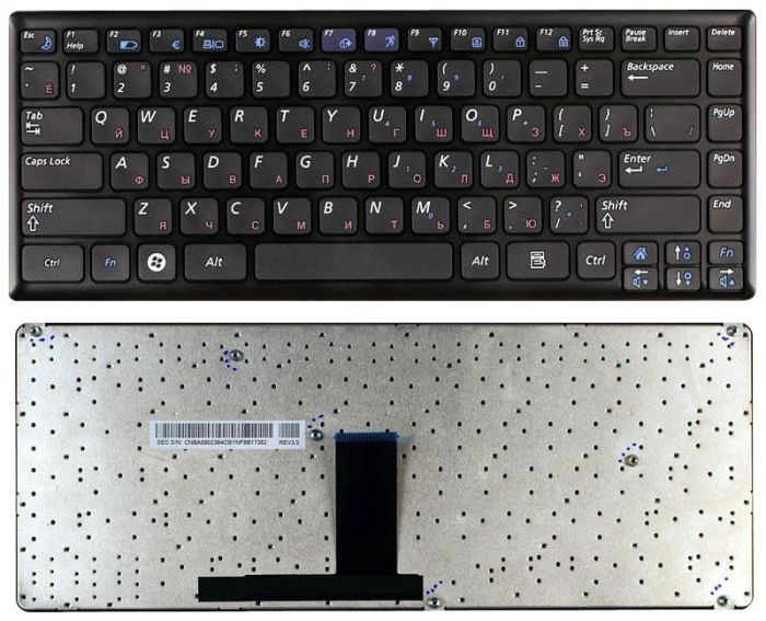 Клавіатура для ноутбука Samsung (X460) Чорна, (Чорна рамка), RU