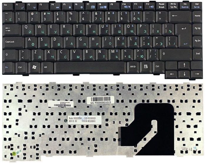 Клавіатура для ноутбука Asus (W2, W2000) Чорна, RU (вертикальний ентер)