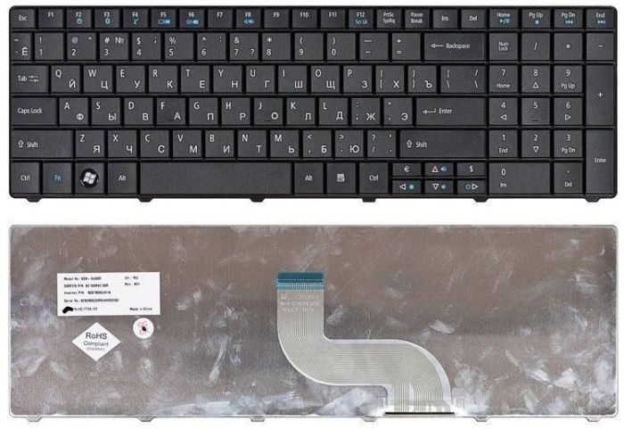 Клавіатура для ноутбука Acer TravelMate 8531, 8531G, 8571, 8571G Чорна, RU