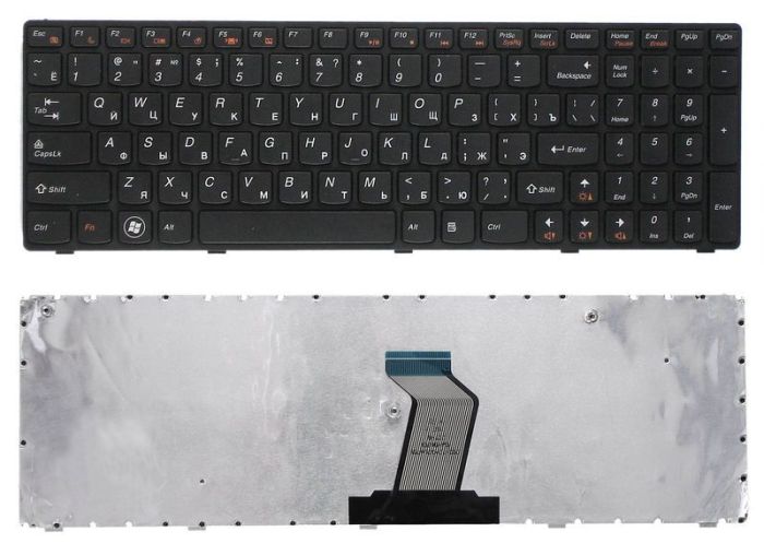 Клавіатура для ноутбука Lenovo IdeaPad (Z560, Z565, G570, G770) Black, (Black Frame), RU