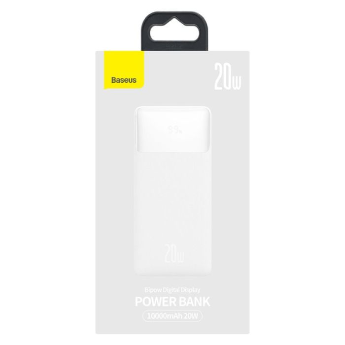 Універсальна Мобільна Батарея Power Bank Baseus Bipow 20W 10000 mAh Cable USB to Micro 25cm (PPBD050502) Колір Бiлий, 02