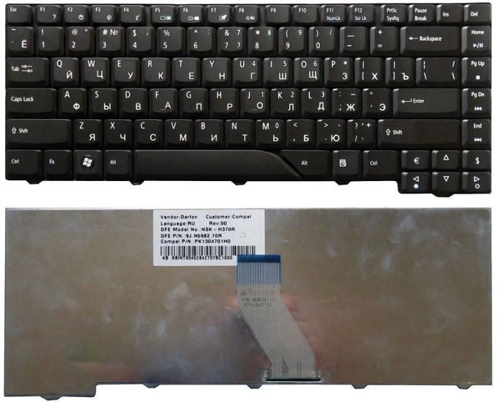 Клавіатура для ноутбука Acer Aspire 4710, 4520, 5315, 5520, 5710, 5710G, 5710Z, 5710ZG, 5720, 5920 Black UA