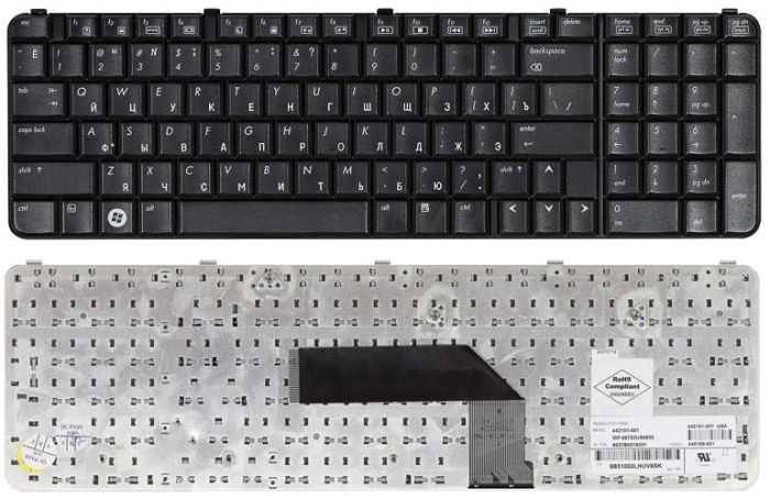 Клавіатура для ноутбука HP Pavilion (HDX9000) Чорна, RU/EN