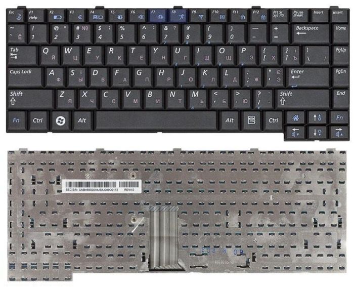 Клавіатура для ноутбука Samsung R510, R560, R60, R70, P510, P560 Чорна, RU