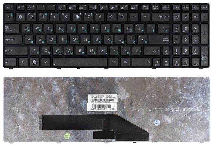Клавіатура для ноутбука Asus (K50, K60, K70) Чорна, (Чорна рамка) UA