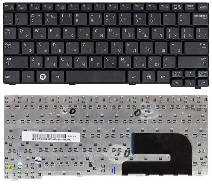 Клавіатура для ноутбука Samsung (N140, N150, N145, N144, N148) Чорна, RU