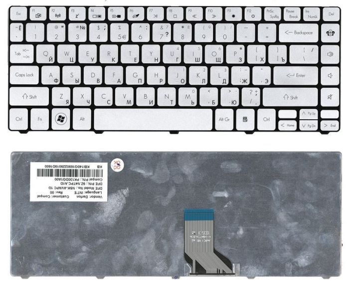 Клавіатура для ноутбука Gateway (ID49) Срібло, RU