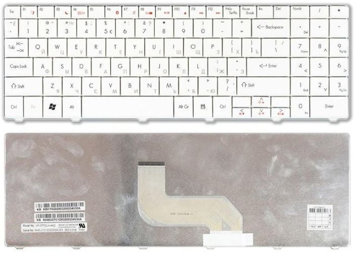 Клавіатура для ноутбука Gateway (NV52) Біла, RU