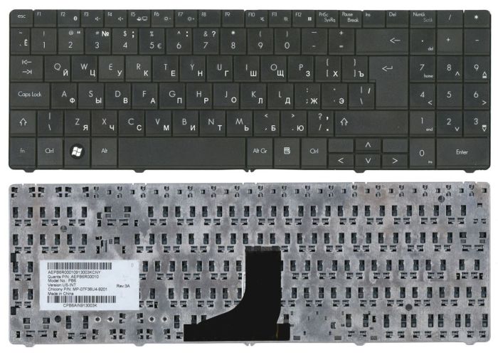 Клавіатура для ноутбука Acer Packard Bell (SL51) Black, RU (вертикальний ентер)