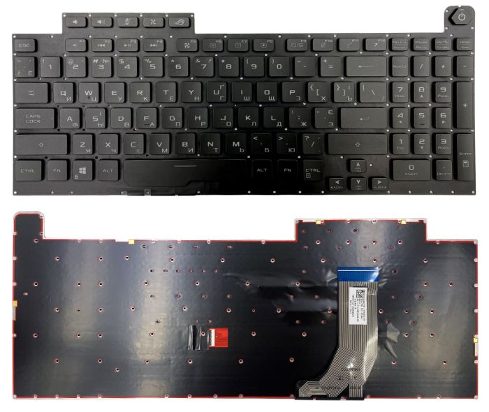 Клавіатура Asus ROG Strix Scar III G731GV G731GW чорна без рамки Прямий Enter підсвітка RGB PWR UKR Original PRC (0KN1-911UA11)