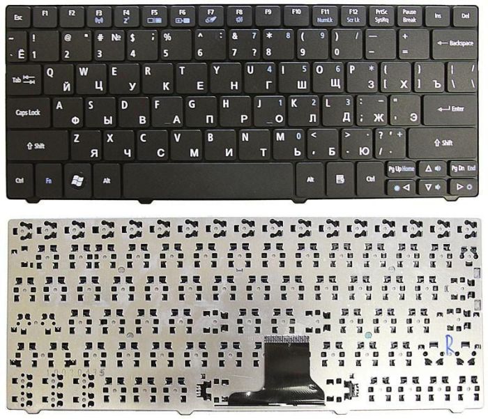 Клавіатура для ноутбука Acer Aspire (1420, 1425, 1425P, 1810, 1810T, 1820, 1825, 1830T) Aspire One (715 721 722 751 751H 5 ) Black, RU/EN