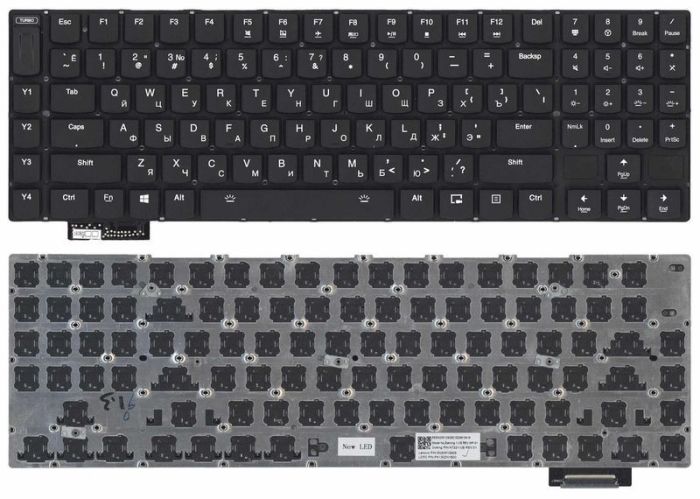 Клавіатура для ноутбука Lenovo IdeaPad (Y900-17ISK) з підсвічуванням (Light), Чорна, (Без рамки), RU
