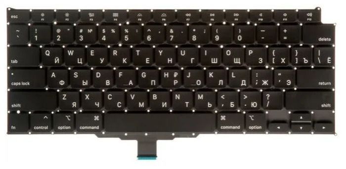 Клавиатура для ноутбука Apple MacBook Air 13 Retina (A2179) Early 2020 (вертикальный энтер), Black, RU