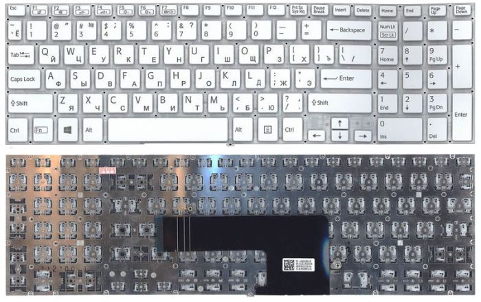 Клавіатура для ноутбука Sony (FIT 15, SVF15) з підсвічуванням (Light), Біла, (Без рамки) UA