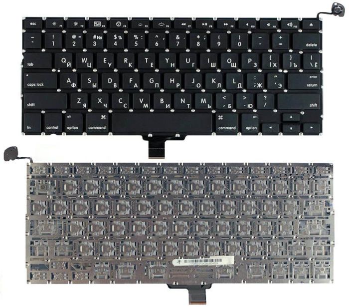 Клавіатура для ноутбука Apple MacBook Pro (A1278) Black, (No Frame), RU (горизонтальний ентер)
