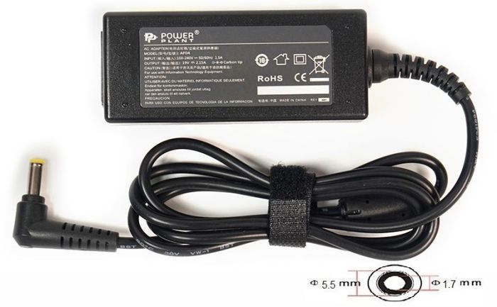 Блок питания для ноутбука PowerPlant ACER 220V, 19V 40W 2.15A (5.5*1.7)