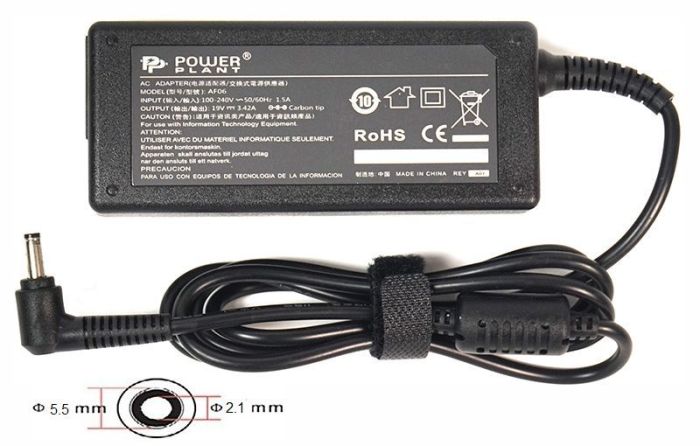 Блок питания для ноутбука PowerPlant ACER 220V, 19V 65W 3.42A (5.5*2.1)