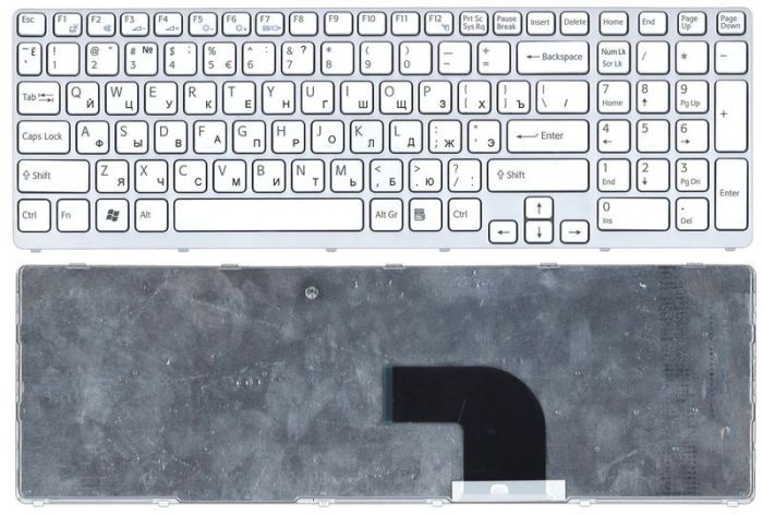 Клавіатура для ноутбука Sony Vaio (SVE17) Біла, (Біла рамка) UA