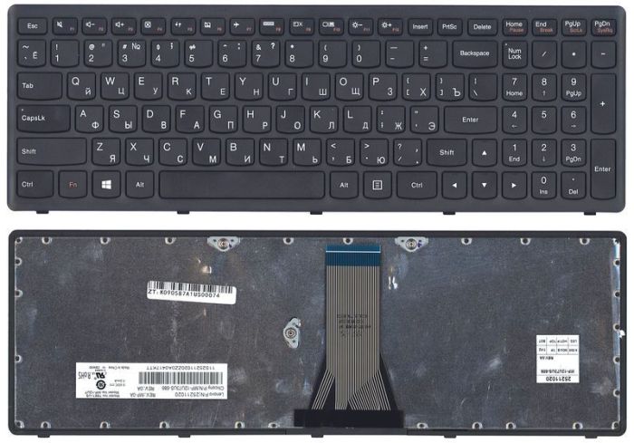 Клавіатура для ноутбука Lenovo IdeaPad (G505S, Z510), Чорна, (Чорна рамка), RU