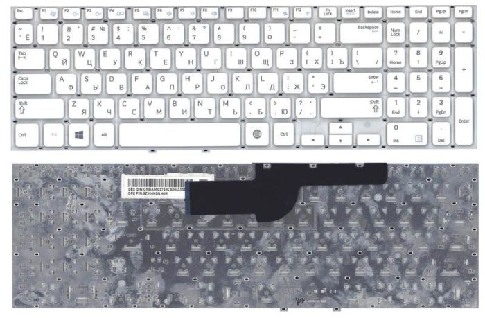 Клавіатура для ноутбука Samsung (355V5C, 350V5C, NP355V5C, NP355V5C-A01) Біла, (Без рамки), RU