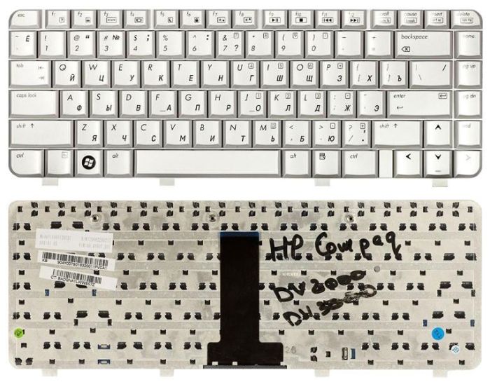 Клавіатура для ноутбука HP Pavilion DV2000, DV2100, DV2200, DV2300, DV2400, DV2500, DV2600 Срібло, RU/EN