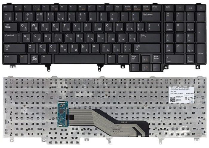 Клавіатура для ноутбука Dell Latitude (E6520, E6530, E6540) Black, RU