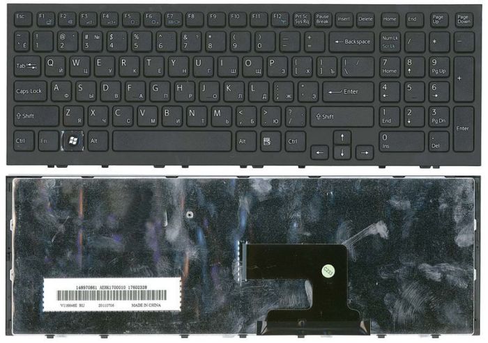 Клавіатура для ноутбука Sony Vaio (VPC-EH, VPCEH) Black, (Black Frame) UA