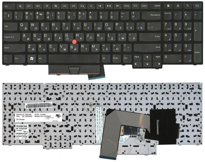 Клавіатура для ноутбука Lenovo ThinkPad Edge (E530, E535, E530C), із вказівником (Point Stick) Чорна, Чорна рамка, RU