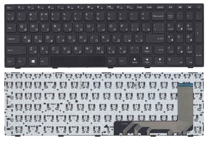 Клавіатура для ноутбука Lenovo IdeaPad (110-15ISK, 110-17ACL) Black (With Frame), RU