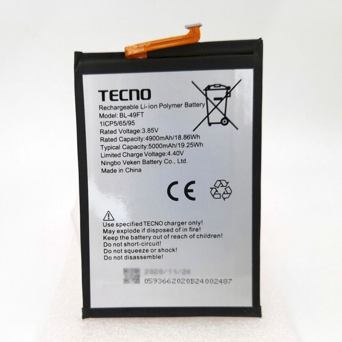 Аккумулятор для Tecno BL-49FT, Tecno Spark 6 Go KE5, KE5J, KE5K Original PRC