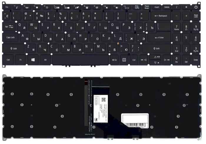Клавиатура для ноутбука Acer Aspire (A514-52) Black, с подсветкой (Light), RU