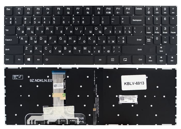 Клавіатура Lenovo Legion Y520-15IKBA Y520-15IKBM R720-15IKBN R720-15IKBM Y720-15IKB чорна без рамки Прямий Enter підсвітка UKR Original PRC (SN20Q59155)