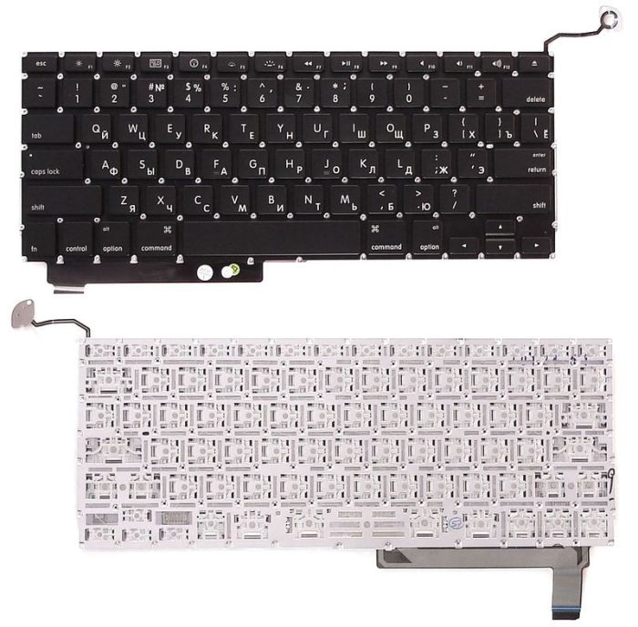 Клавіатура Apple MacBook Pro (A1286) (2011, 2012) з підсвічуванням (Light), Чорна, (Без рамки), з (SD), RU (горизонтальний ентер)