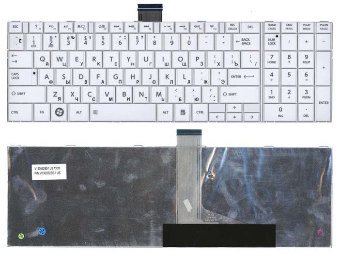 Клавіатура Toshiba Satellite (C850, C850D, C855, C855D, L850, L850D, L855, L855D, C870) White, RU
