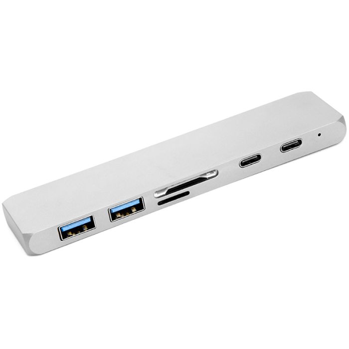 USB-хаб PowerPlant Type-C - HDMI 4K, USB 3.0, USB Type-C, SD, microSD