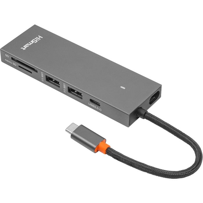 Адаптер HiSmart USB Type-C - 2 x USB 3.0, HDMI, SD, TF