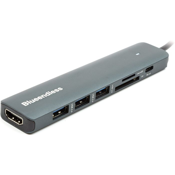 USB-хаб Blueendless USB Type-C - HDMI, 3xUSB Type-A, SD, TF, USB Type-C PD100W