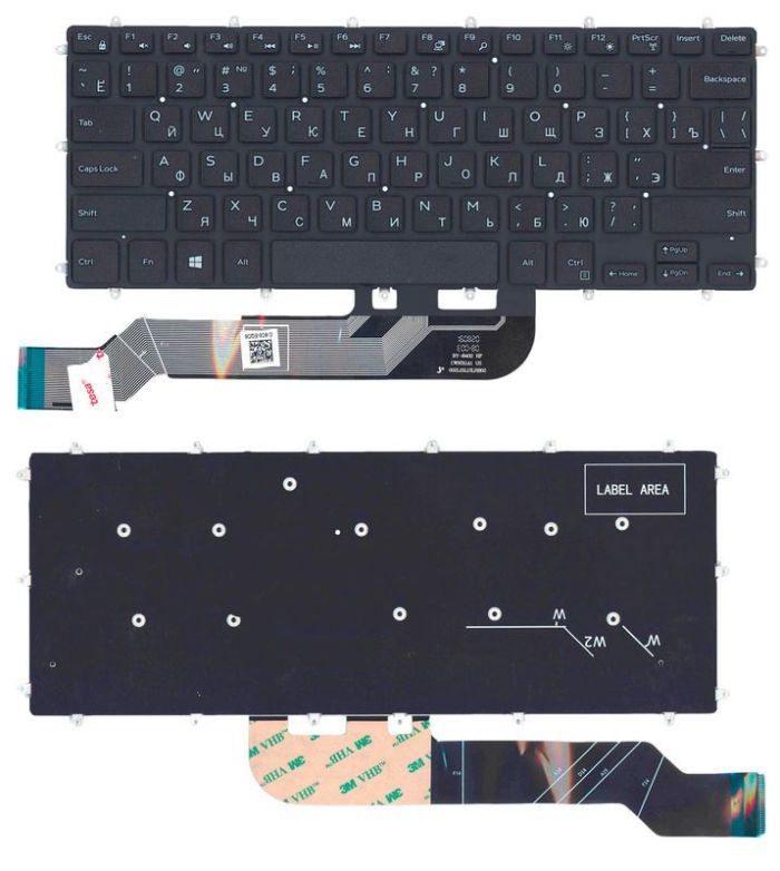 Клавіатура для ноутбука Dell Inspiron (13-5368) Чорна, (Без рамки), RU