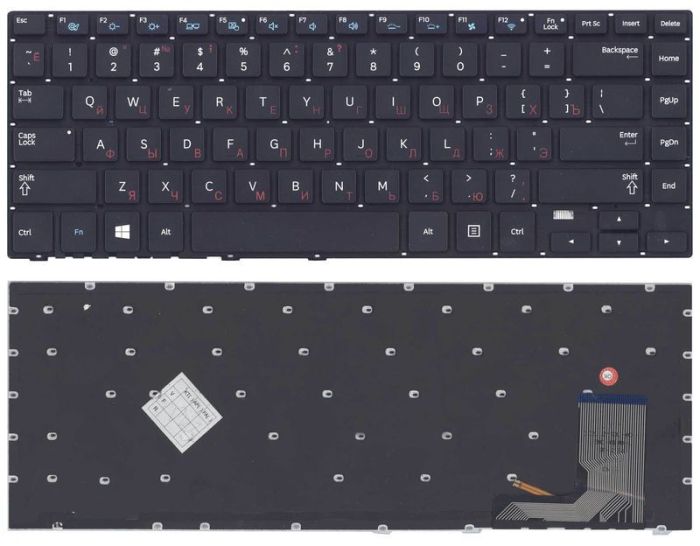 Клавіатура для ноутбука Samsung (470R4E, BA59-03619C) з підсвічуванням (Light), Чорна, (Без рамки), RU