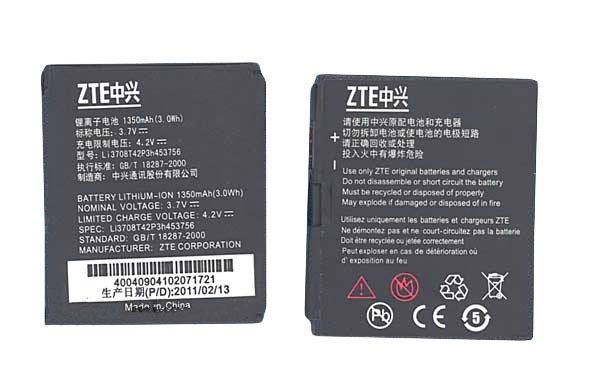 Аккумулятор ZTE Li3707T42P3h443747 A833 3.7V Black 1350mAh 3.07Wh