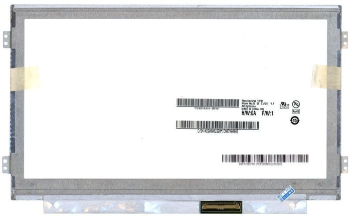 Матриця для ноутбука 10,1", Slim (тонка), 40 pin широкий (знизу праворуч), 1280x720, Світлодіодна (LED), кріплення ліворуч/праворуч, матовая, AUO, B101EW01 V.1