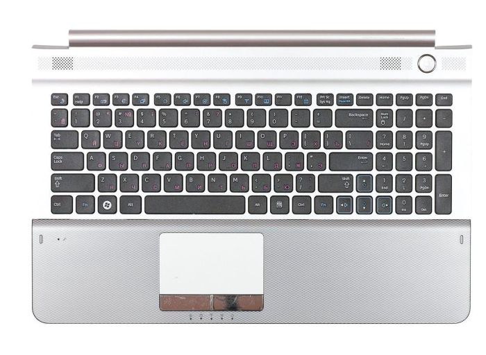 Клавіатура для ноутбука Samsung (RC520) Чорна, (Срібло TopCase), RU