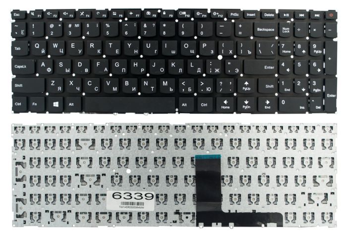 Клавіатура для Lenovo IdeaPad 110-15IBR 110-15ACL Yoga 310-15ISK 310-15ABR 510-15ISK 510-15IKB чорна без рамки Прямий Enter PWR High Copy (PM5NR-RU)